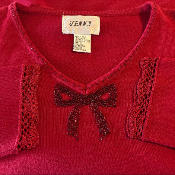 Sale!  Jenny Red Sweater with Bow Detail - Picture 4 of 5
